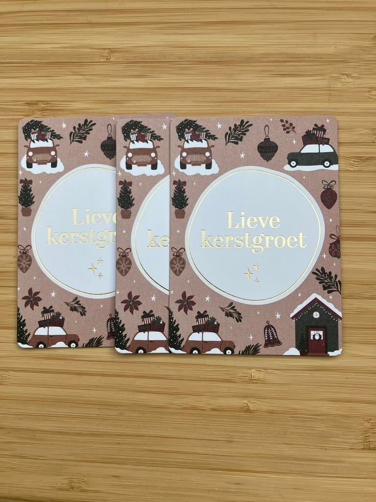 3 cadeaukaartjes lieve kerstgroet, Diversen, Kerst, Ophalen of Verzenden, Nieuw