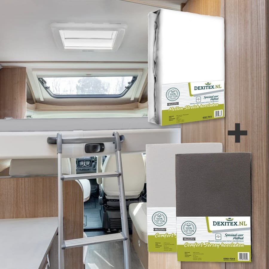 Textielpakket Hefbed 1 Molton + 2 Jersey hoeslakens 1 x Molt, Caravans en Kamperen, Niet ingevuld, Niet ingevuld, Niet ingevuld