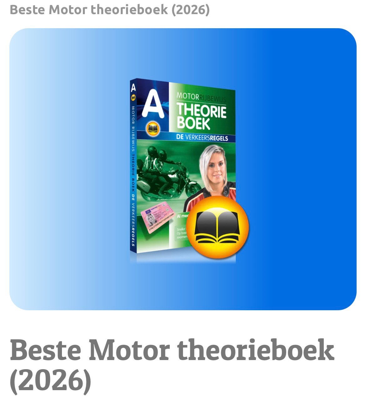 Motor Theorieboek 2026 - Rijbewijs A Theorie en Verkeersrege, Ophalen of Verzenden, Nieuw, Overige niveaus