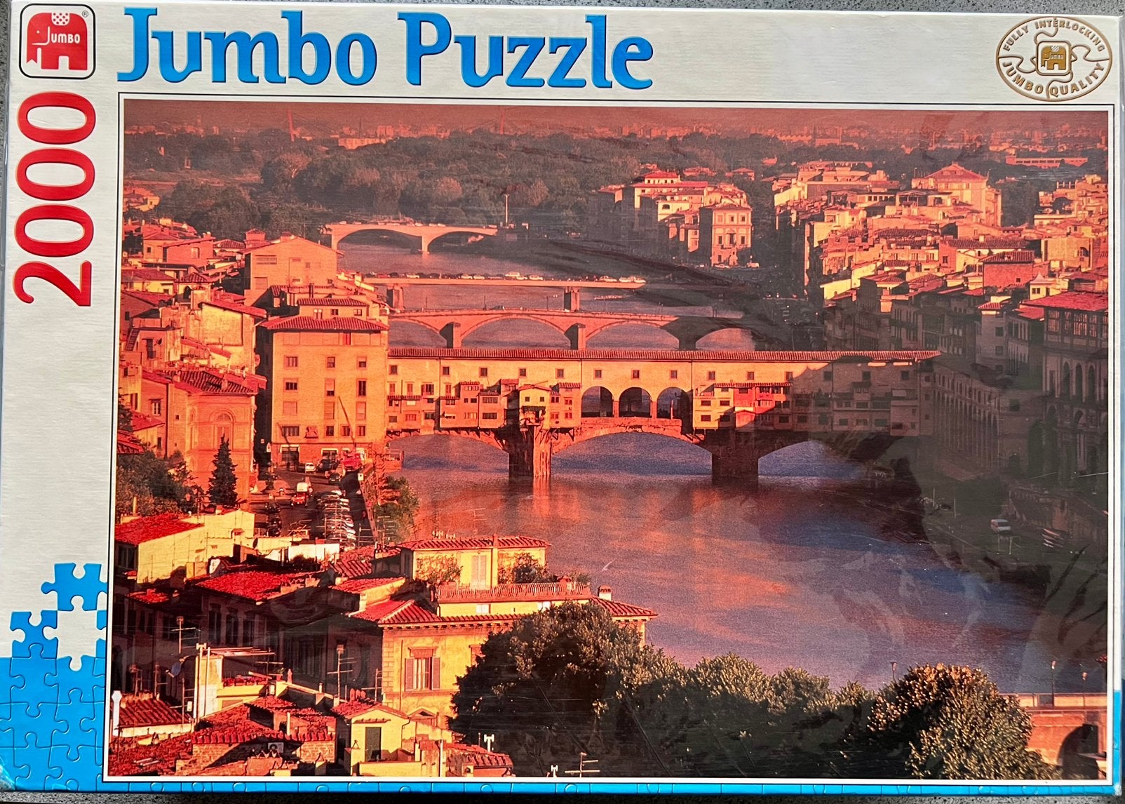 Vintage Jumbo Puzzel “Florence Ponte Vecchio” 2000 st. NIEUW, Ophalen of Verzenden, Meer dan 1500 stukjes, Nieuw, Legpuzzel