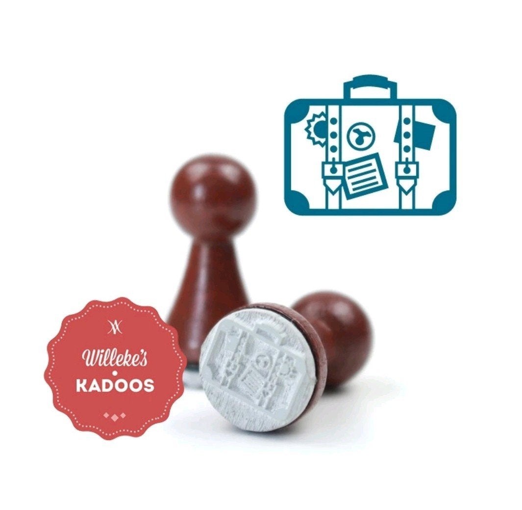 Willeke's Kadoos Stempel - autobus en koffer, Overige thema's, Nieuw, Overige merken, Bruin