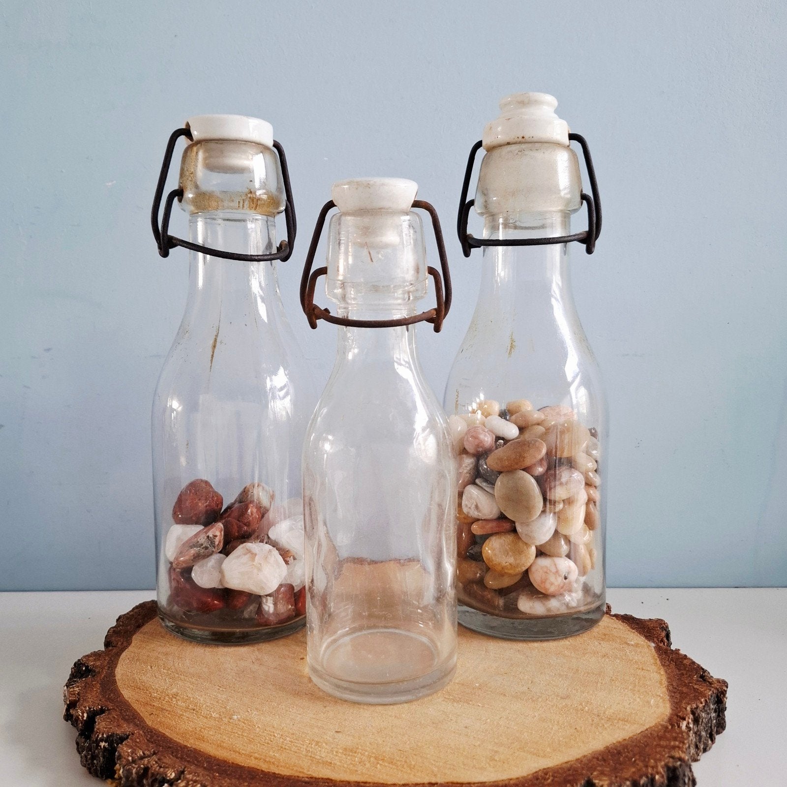 Set van 3 vintage beugelflessen met edelstenen, Antiek en Kunst, Ophalen of Verzenden