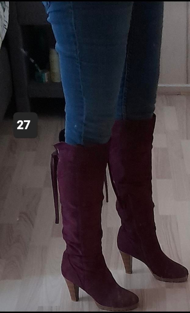 Mooie paarse knielaarzen, maat 38, Ophalen of Verzenden, Gedragen, Overige kleuren