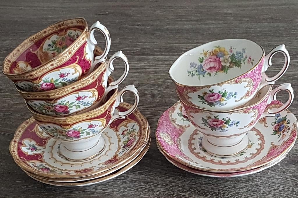 5x Royal Albert kop en schotel OPHALEN, Ophalen, Gebruikt, Porselein, Kop en/of schotel