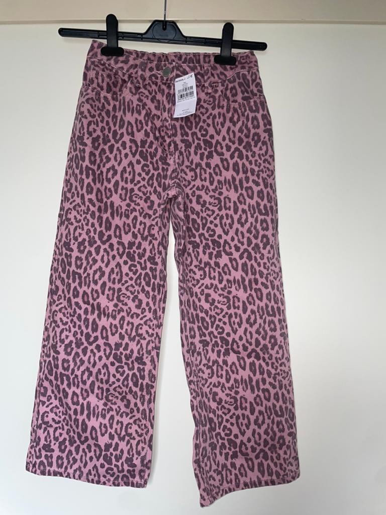 Next wide legs jeans leopard maat 134, Ophalen of Verzenden, Nieuw, Meisje, Broek