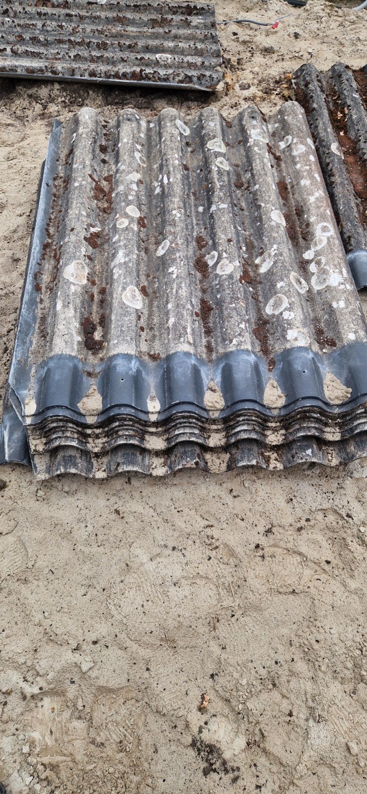 vezelcement golfplaten + nok + kopkanten, Ophalen, Overige materialen, Gebruikt, 15 m² of meer