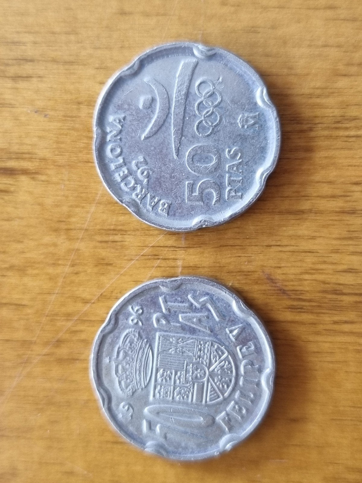2x Ptas 50 munt 1992/1996, Ophalen of Verzenden, Overige landen, 2 euro