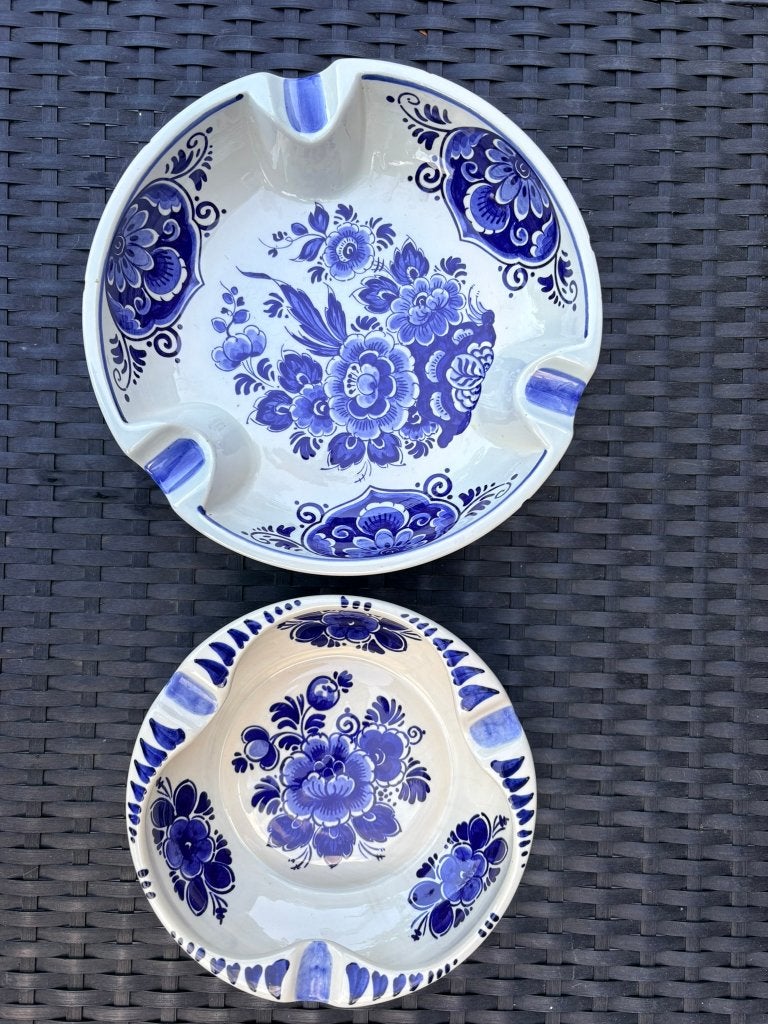 Delfsblauwe asbak set van 2  - Delfts Handwerk Holland, Antiek en Kunst, Antiek | Keramiek en Aardewerk, Ophalen of Verzenden