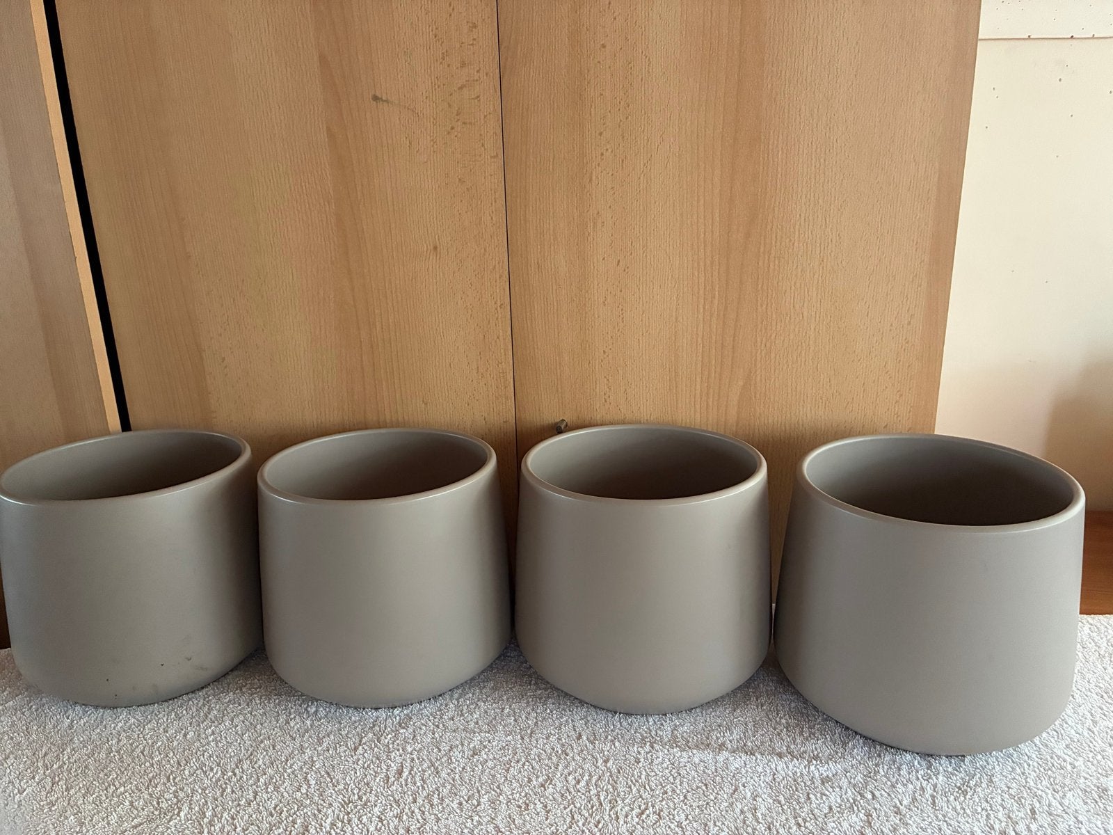 4x Mica International Bloempot Amber Steingrau Matt, Ophalen, Rond, Aardewerk, Binnen