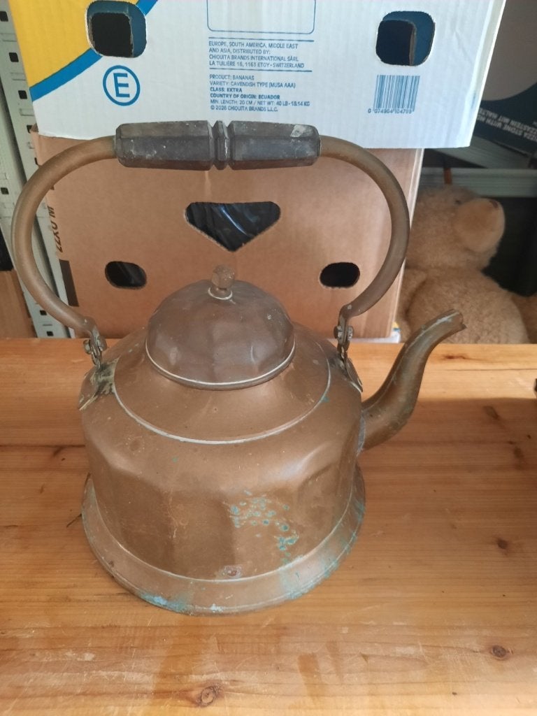 Antieke Juwel koperen waterketel voor kachel of fornuis, Ophalen, Koper