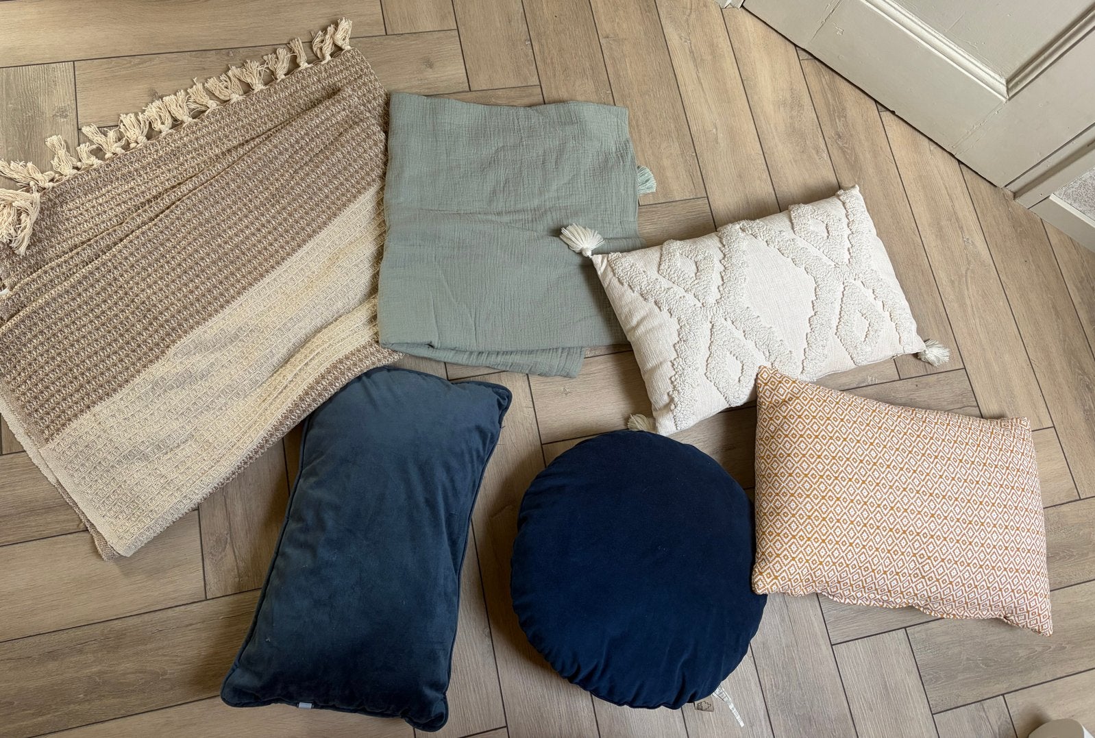 Woondekens, plaids en kussentjes set, Ophalen of Verzenden, Gebruikt, Overige kleuren, Overige vormen