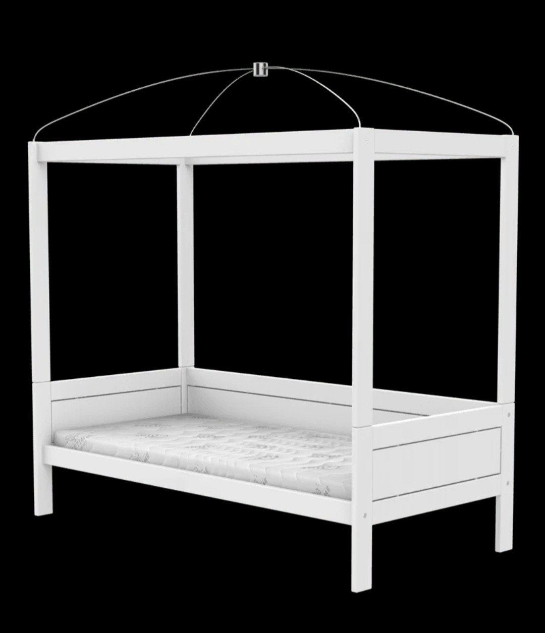 Lifetime bed 90x200 met lattenbodem, valscherm, hemelopbouw, Ophalen, Gebruikt, Lattenbodem