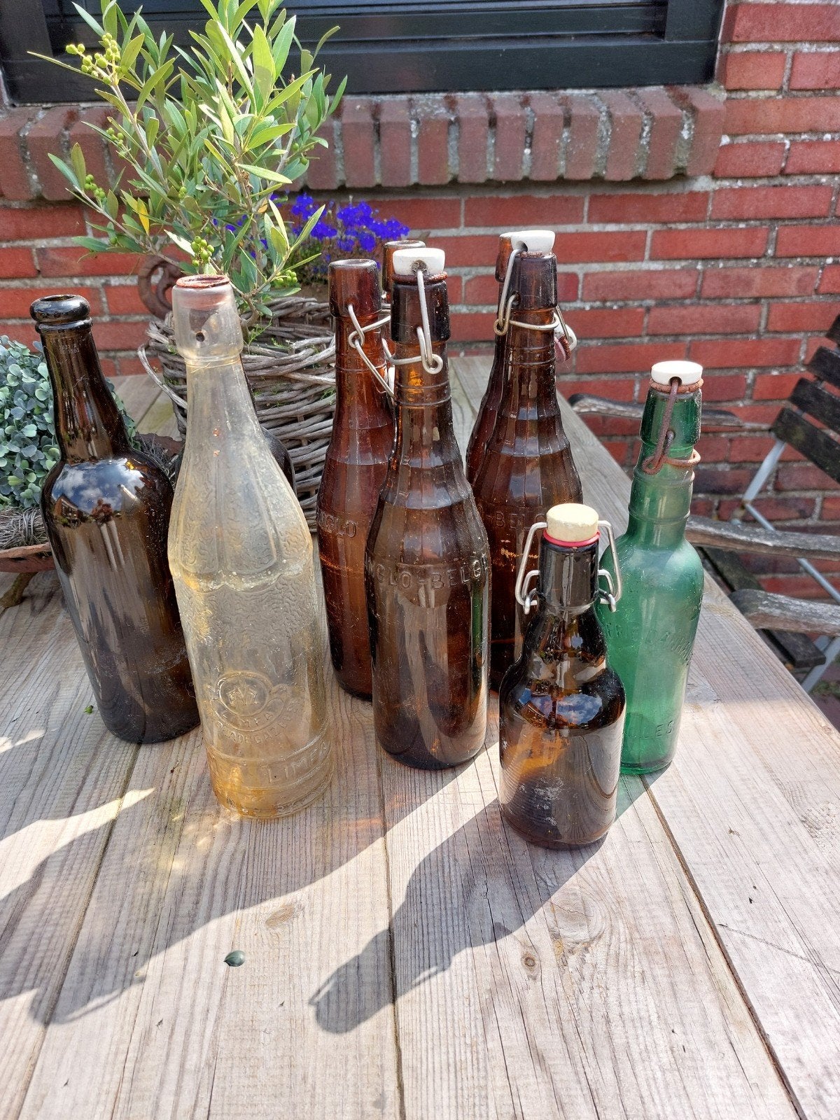 Brocante glazen flessen., Antiek en Kunst, Ophalen