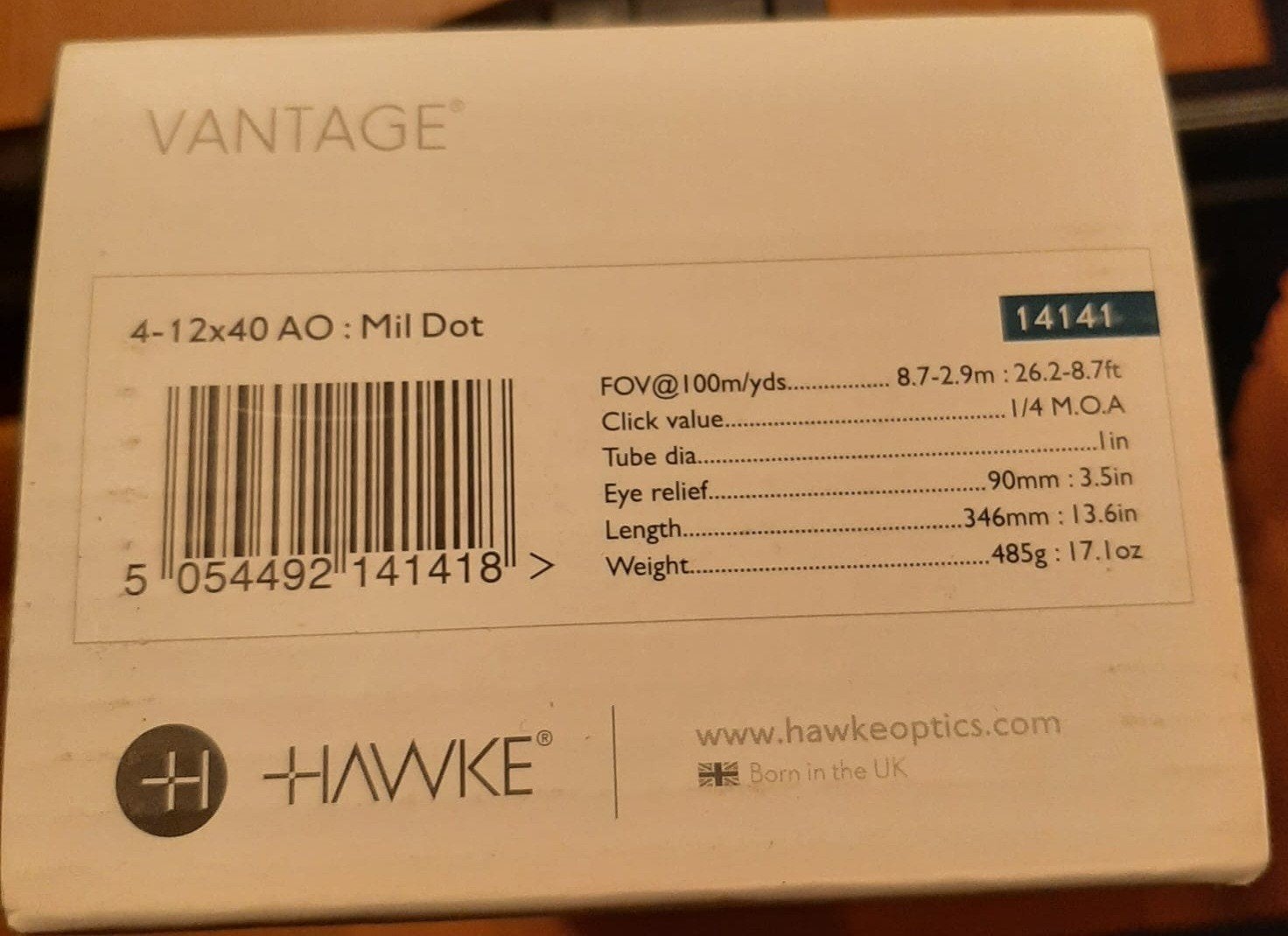 Hawke Vantage 4-12x40 AO Mil Dot Richtkijker  zonder montage, Ophalen of Verzenden