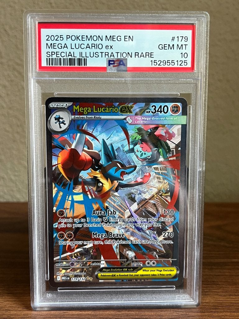 Mega Lucario Ex #179 Pokemon Mega Evolution PSA 10, Ophalen of Verzenden, Nieuw, Losse kaart, Foil