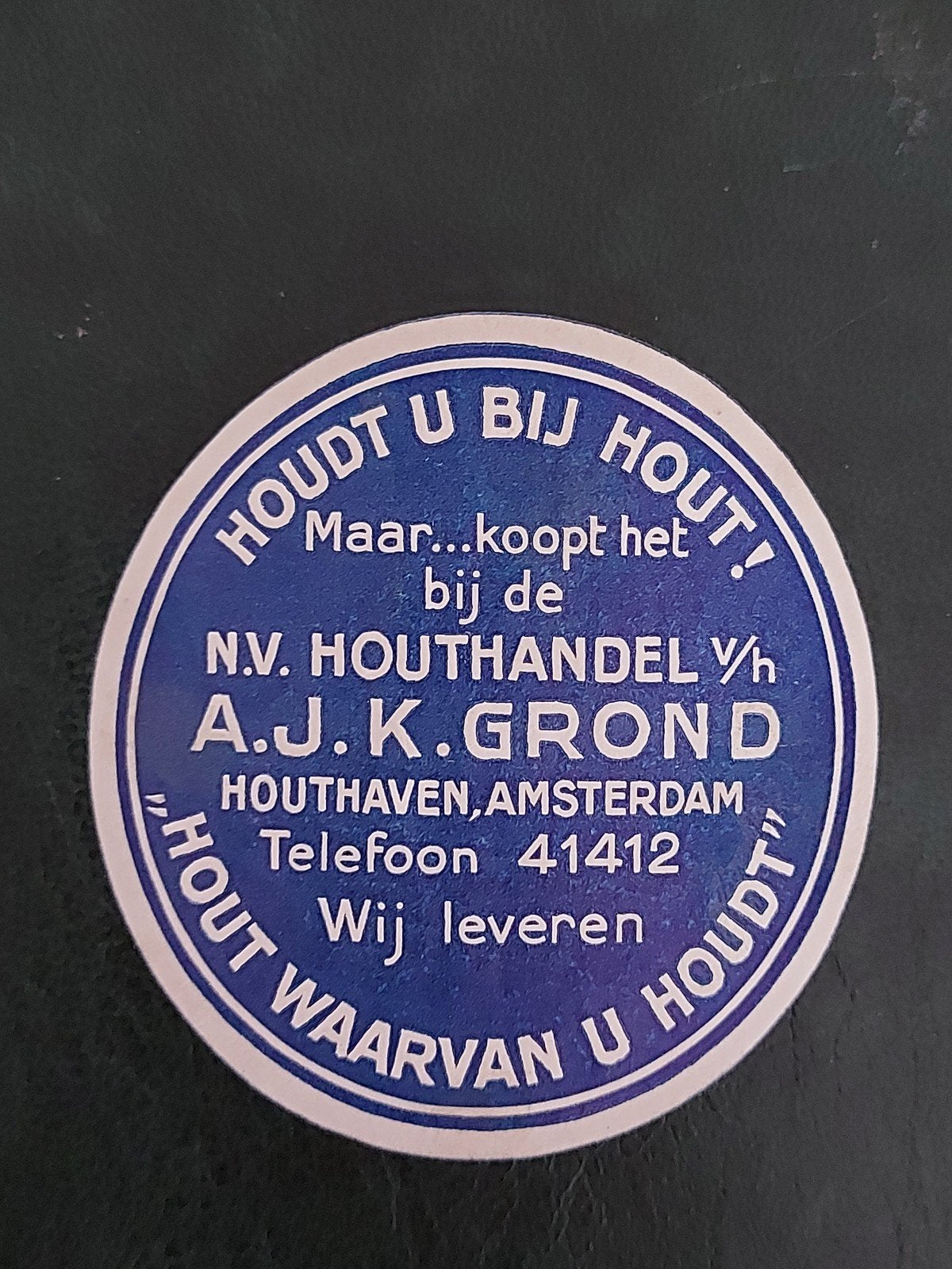 Sluitzegel Houthandel vh A.J.K. Grond Amsterdam, Verzenden, Zo goed als nieuw, Overige typen