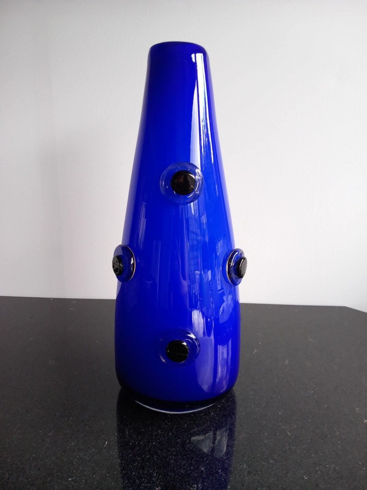 Mondgeblazen kobaltblauwe glazen noppenvaas 35 cm 2,57 kg, Antiek en Kunst, Antiek | Glas en Kristal, Ophalen of Verzenden