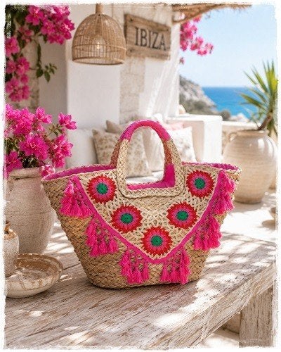 Supermooie strandtas Ibiza.51 cm x 30 cm x 19 cm (B x H x D), Faire, Overige kleuren, Overige typen, Nieuw