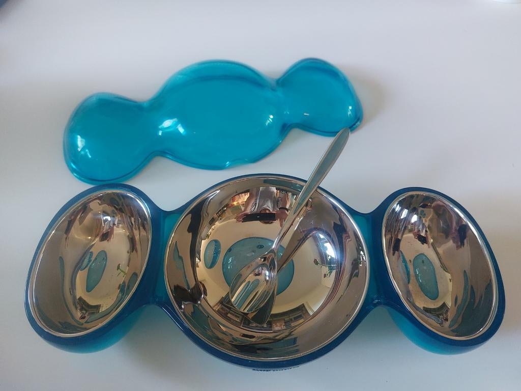 Alessi Toffee Suikerpot & Lepel Mirri, Huis en Inrichting, Keuken | Keukenbenodigdheden, Zo goed als nieuw, Alessi, Blauw, Ophalen of Verzenden