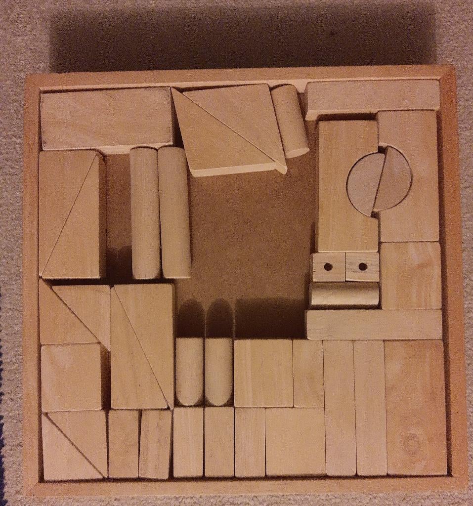 Houten blokkendoos met houten blokken, Ophalen of Verzenden, Gebruikt, Overige typen