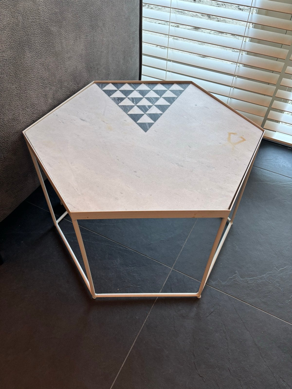 Marmeren hexagon salontafel - Gratis af te halen, Ophalen, Gebruikt, Overige vormen, Overige materialen
