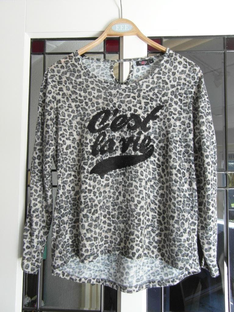 longsleeve dames C 'Est la Vie mt M van Enjoy zwart grijs, Maat 38/40 (M), Zwart, Enjoy, Ophalen of Verzenden