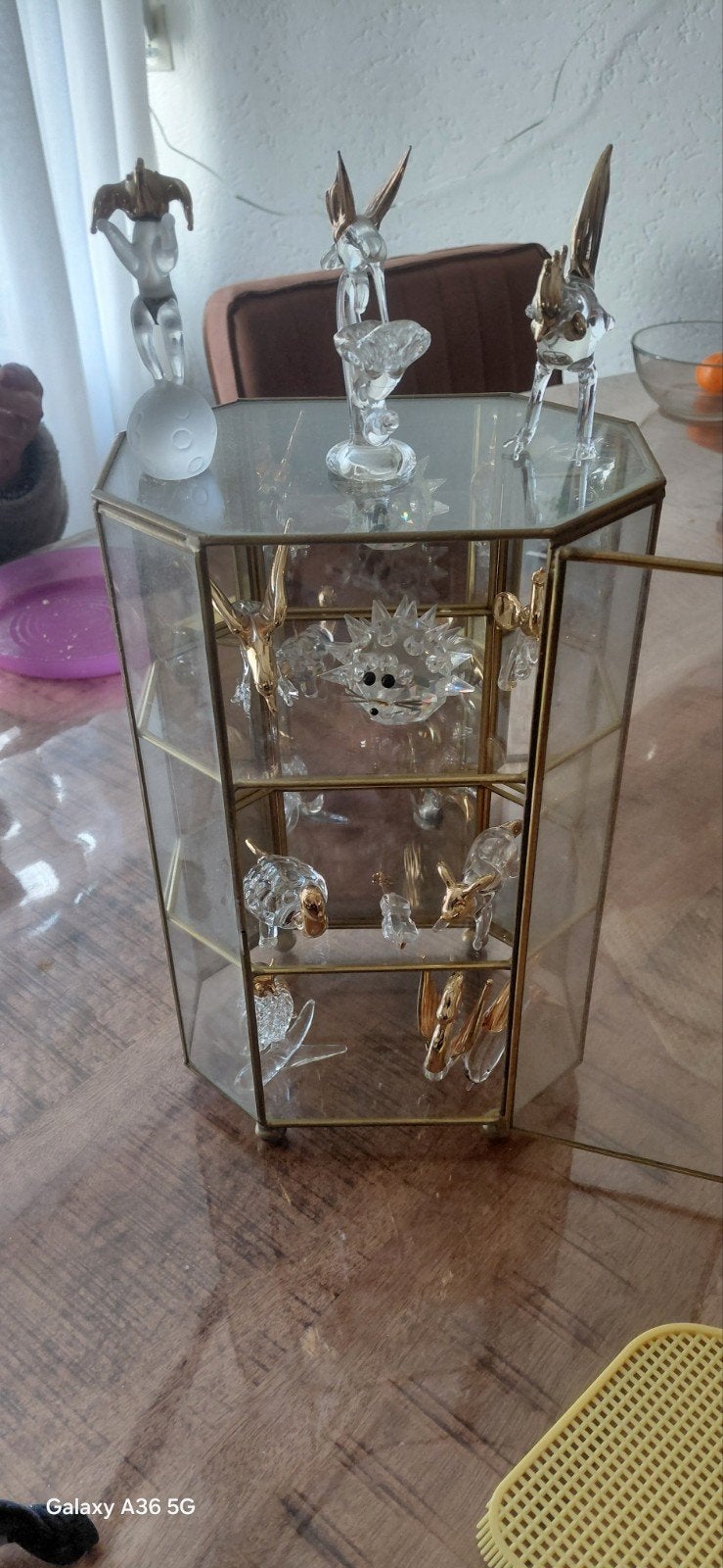 Glazen beeldjes met gouden accenten - Zwaan, Uil, Haan, Ophalen of Verzenden, Zo goed als nieuw, Dier