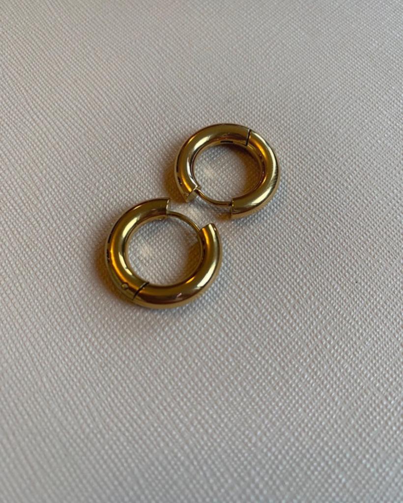 Lucardi stalen oorringen gold plated 20 mm 4 mm, Ophalen of Verzenden, Zo goed als nieuw, Goud, Overige materialen