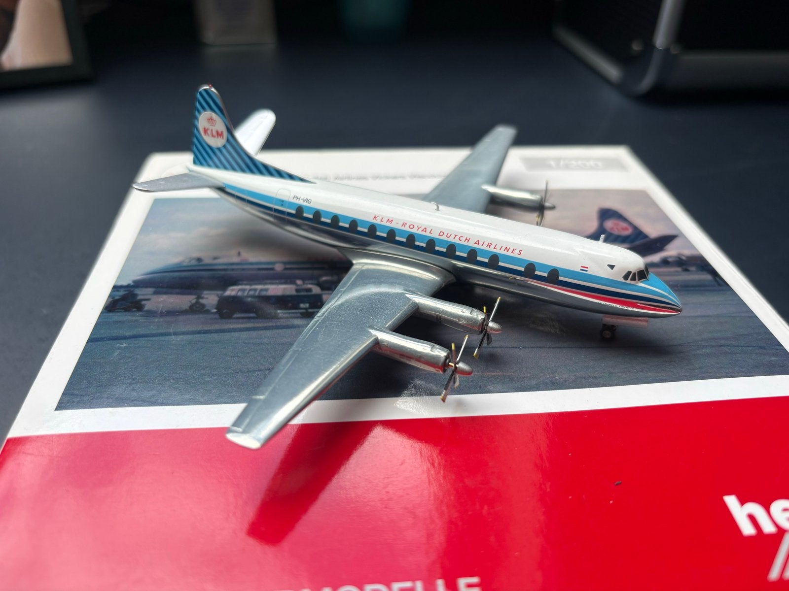 Herpa Miniatuurmodel KLM Vickers Viscount 800 PH-VIG, Overige merken, 1:200 of kleiner, Ophalen of Verzenden, Zo goed als nieuw