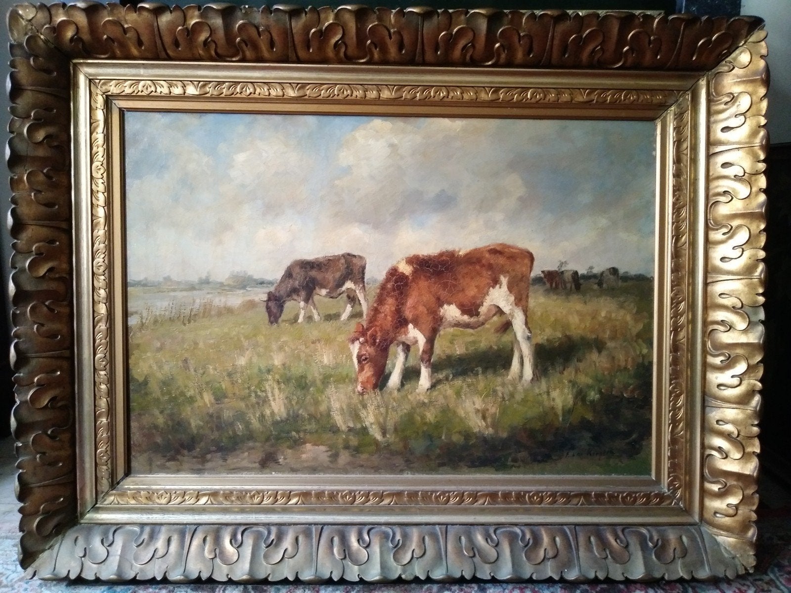 Fedor van Kregten schilderij, Ophalen, Doek, Handgeschilderd, Dieren