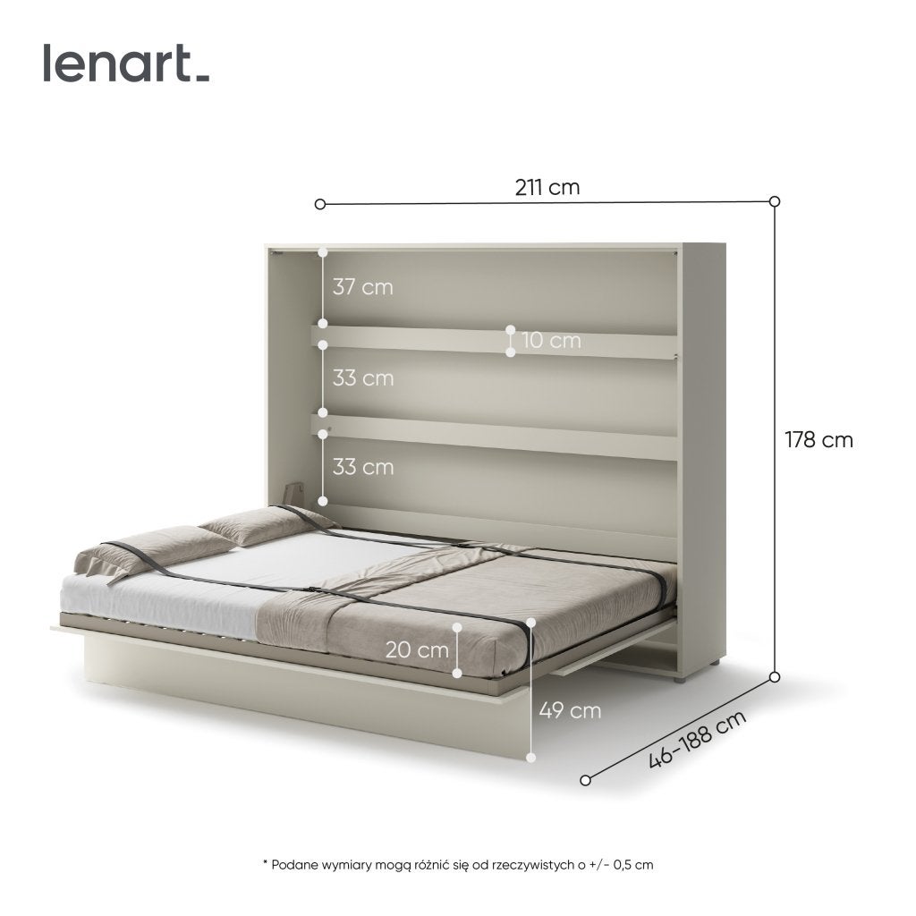 Concept opklapbed horizontaal - 160x200 - Cashmere, Huis en Inrichting, Niet ingevuld, Niet ingevuld, Niet ingevuld