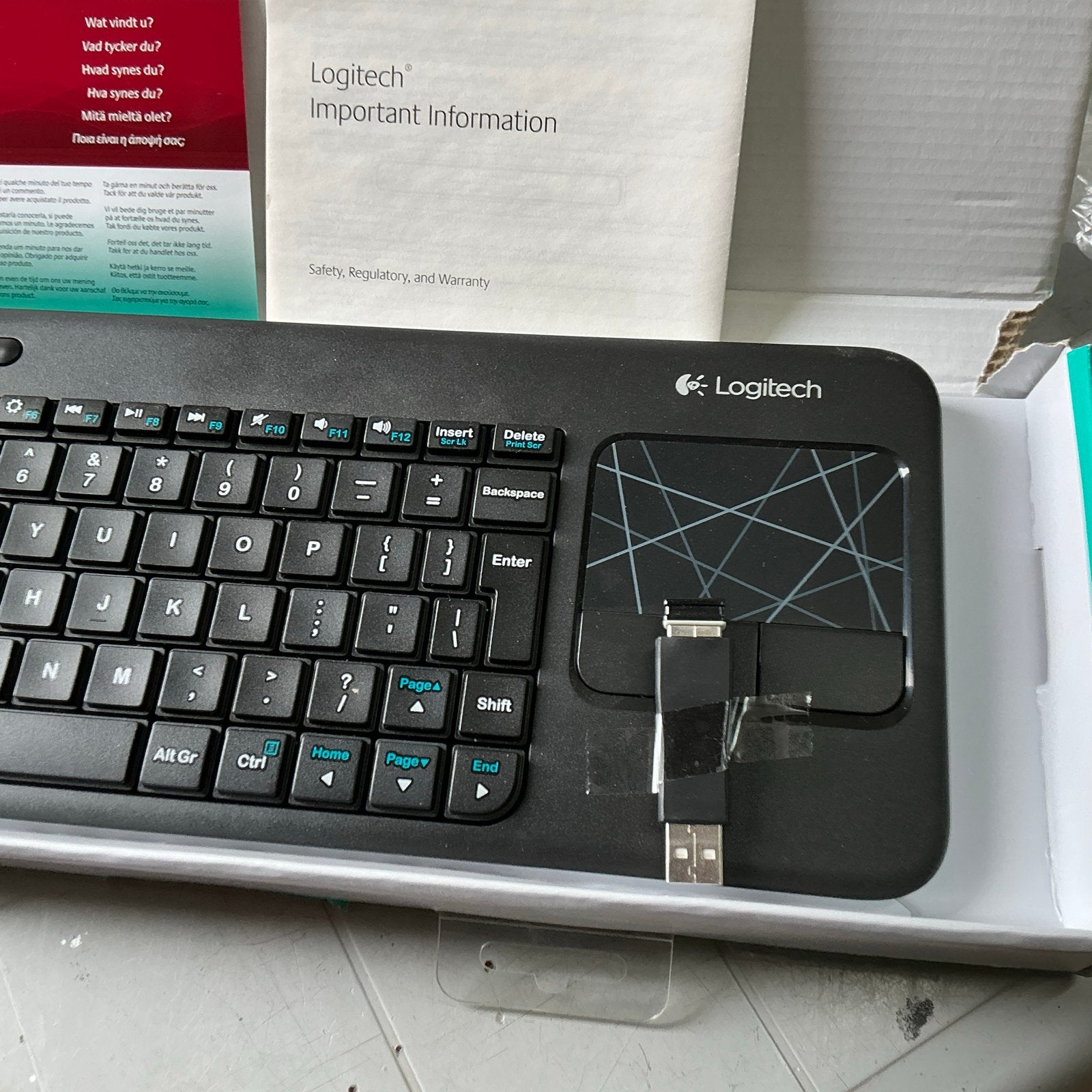 Logitech K400 Draadloos Touch Toetsenbord - Qwerty, Ophalen, Gebruikt, Draadloze ontvanger, Draadloos