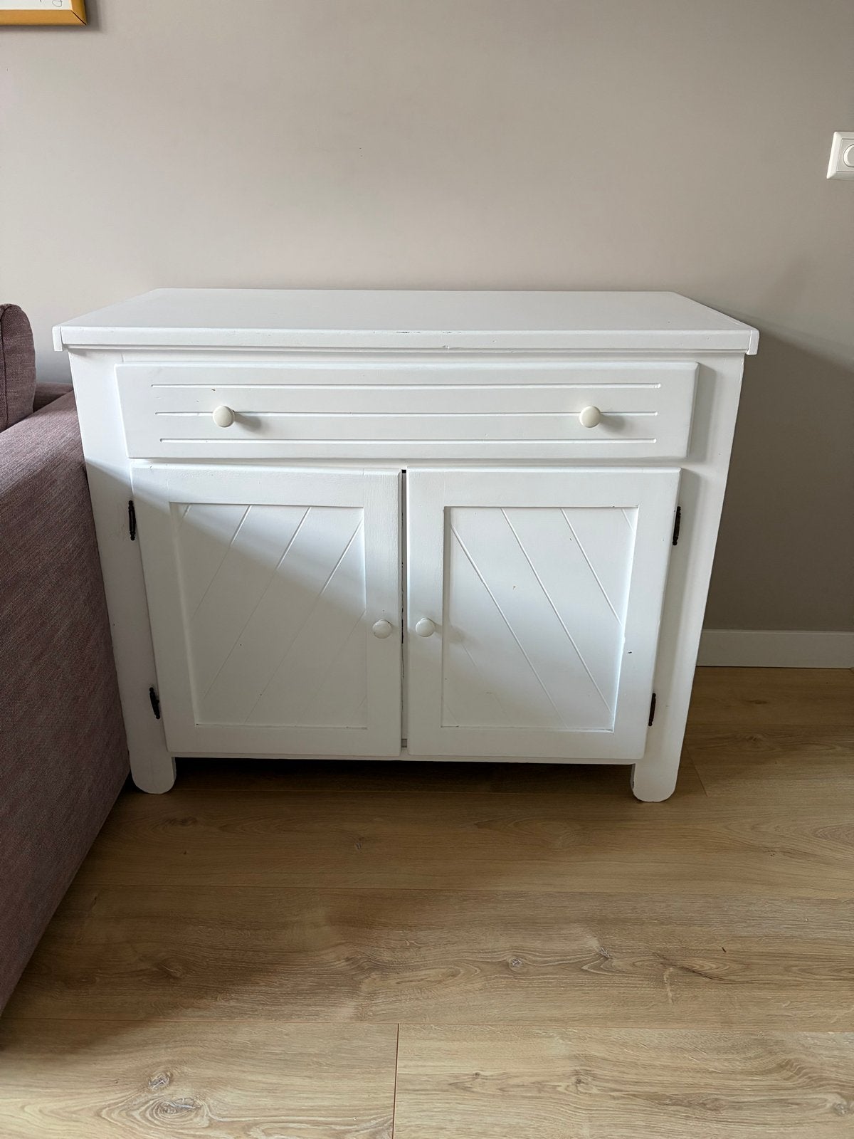 Wit houten kastje met lade en deuren, Huis en Inrichting, Ophalen, Gebruikt