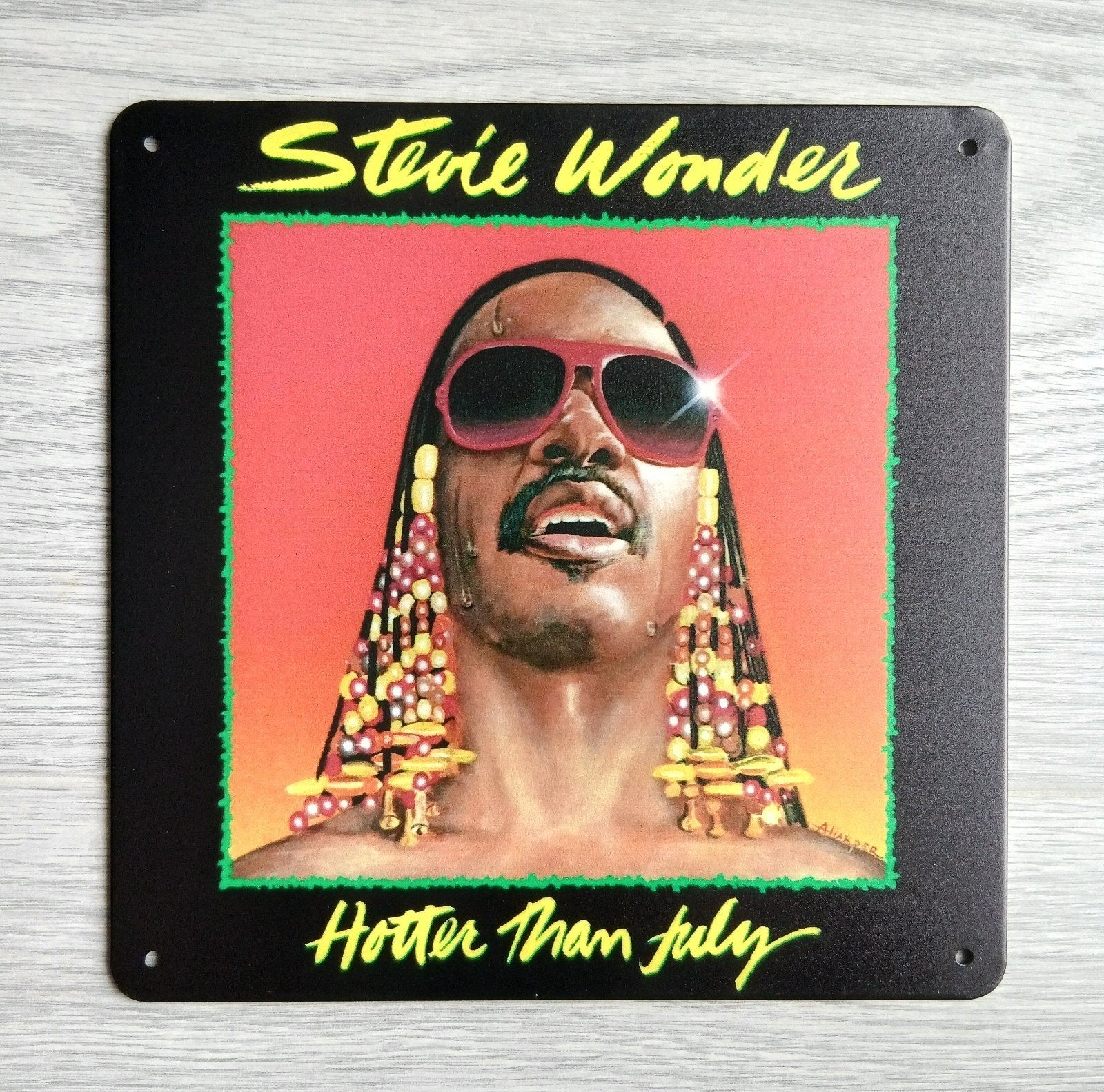 Stevie Wonder Hotter Than July 20x20 cm Metalen Reclamebord, Verzamelen, Ophalen of Verzenden, Nieuw, Poster, Artwork of Schilderij