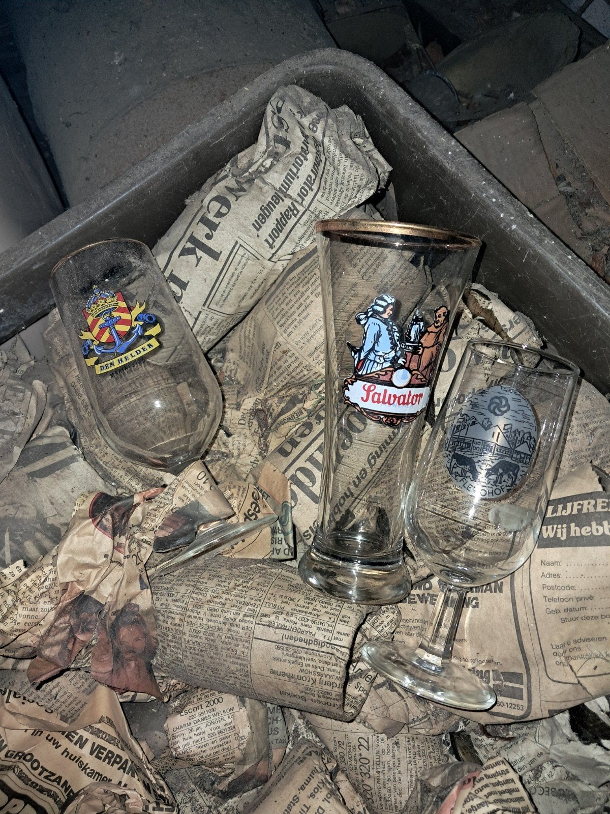 Verzameling vintage glazen (jaren '80-'90), Ophalen, Gebruikt, Bierglas