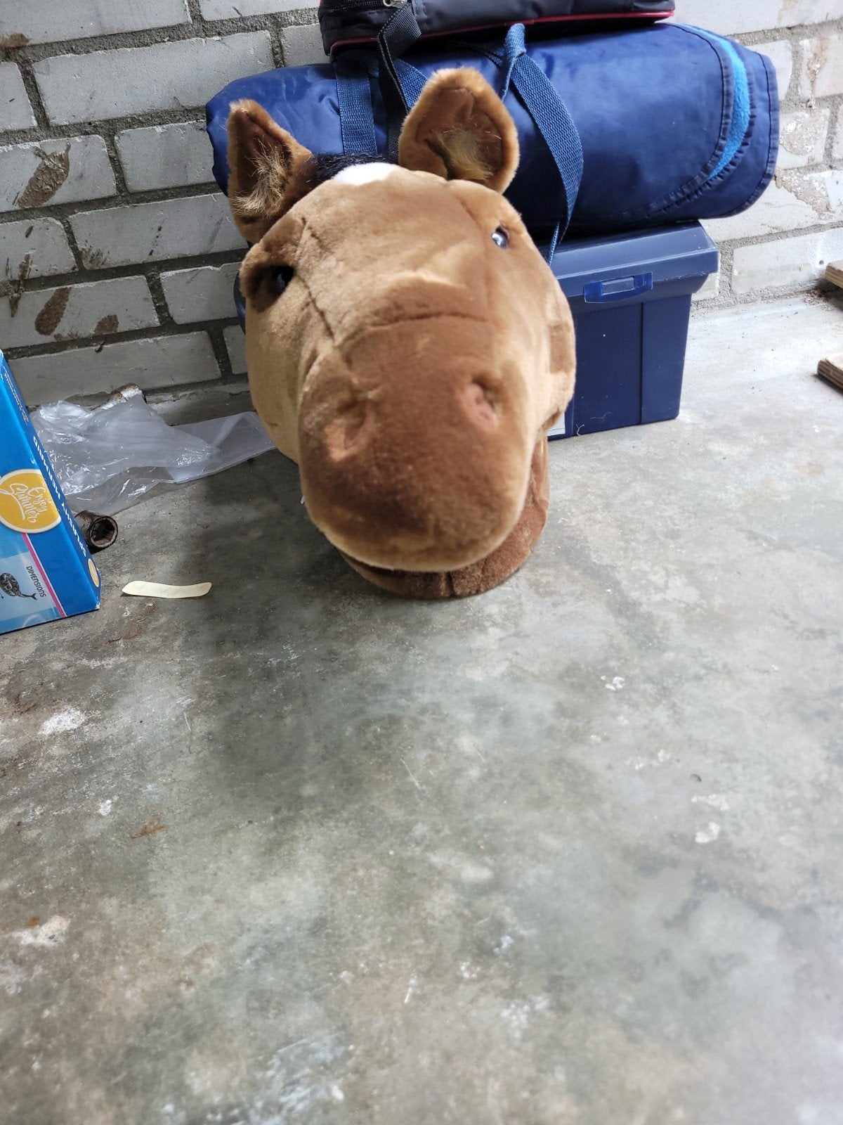Bruin paardenhoofd knuffel, Ophalen, Gebruikt, Bruin, Paard