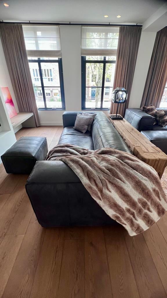 Timothy Oulton Designer Sofa & Pouf 2m75cm, Ophalen, 125 cm of meer, Zo goed als nieuw, Dark Leather Luxury