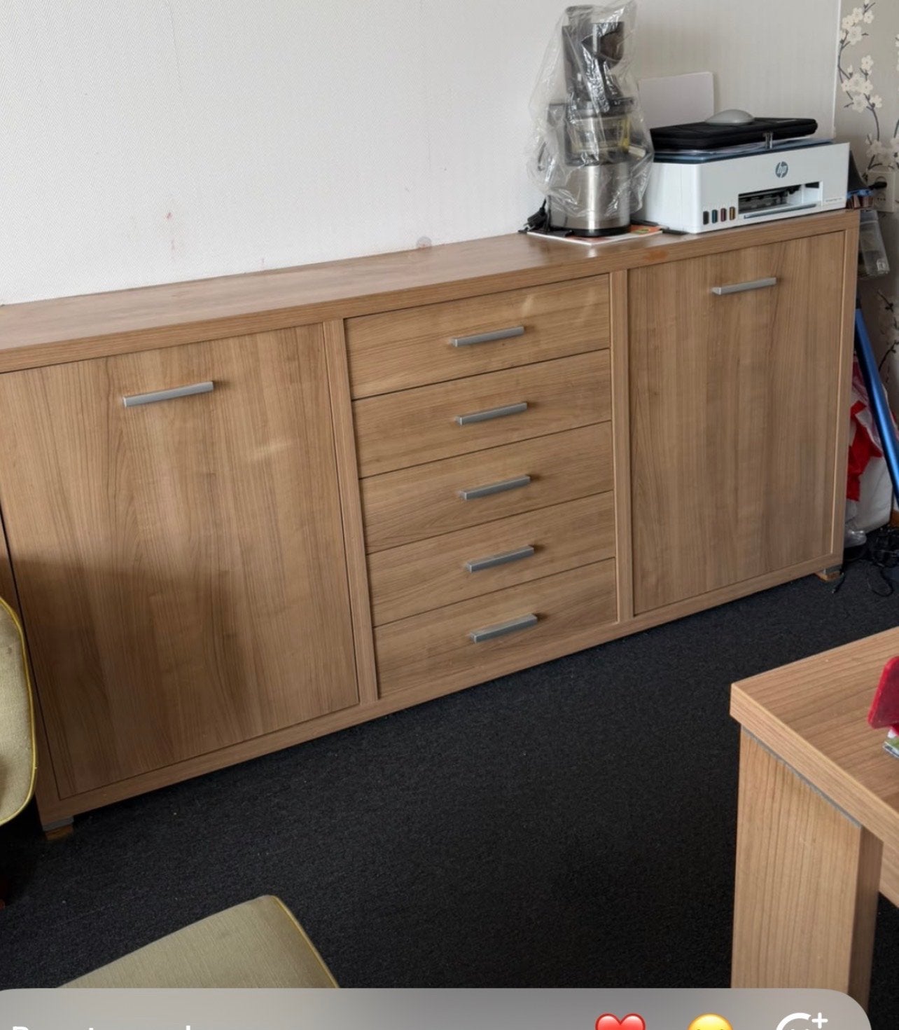Houten Dressoir met Lades en Deuren, Huis en Inrichting, Gebruikt, Ophalen of Verzenden, 200 cm of meer, Met lade(s)