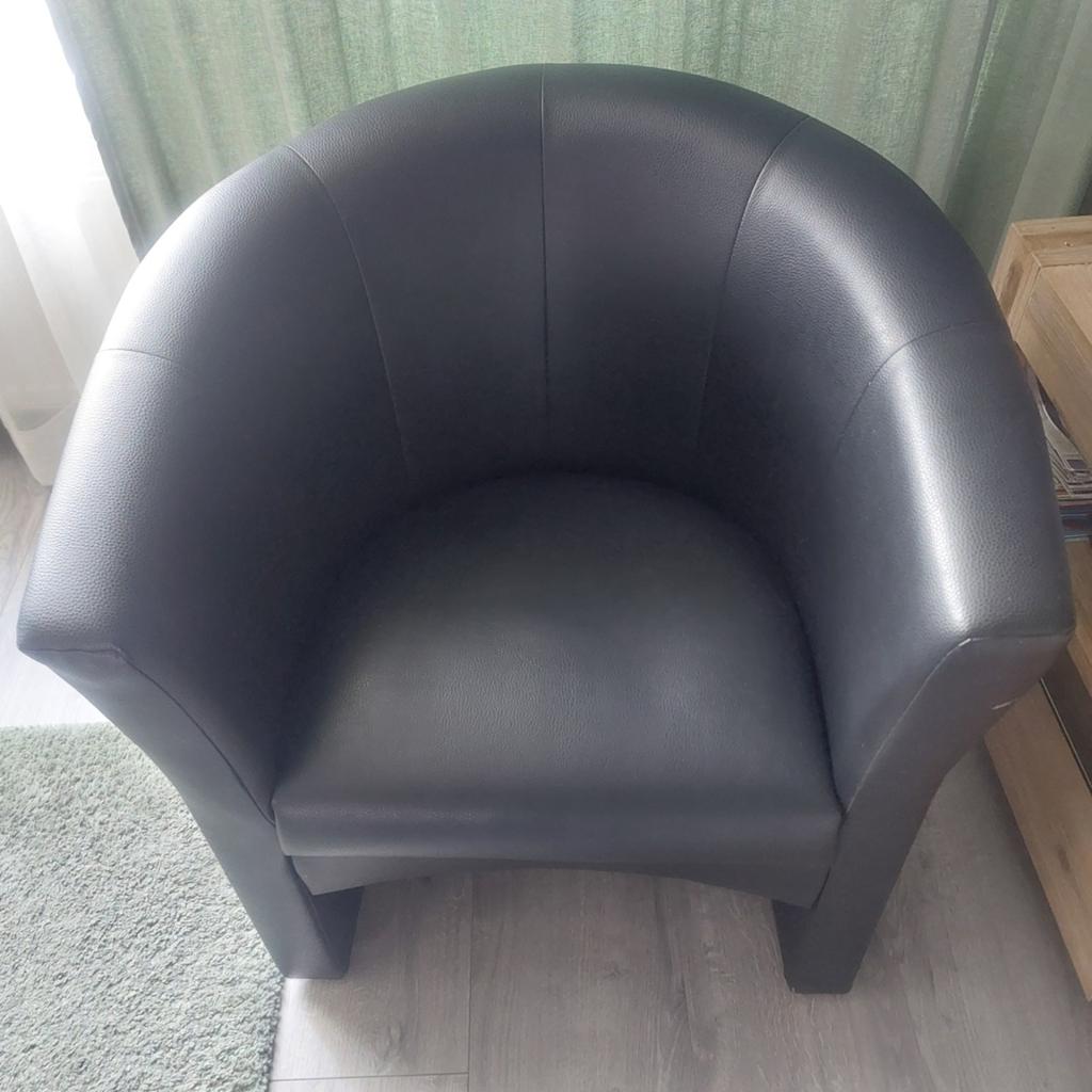 Zwart leren fauteuil, Ophalen of Verzenden, Zo goed als nieuw, 75 tot 100 cm, 50 tot 75 cm