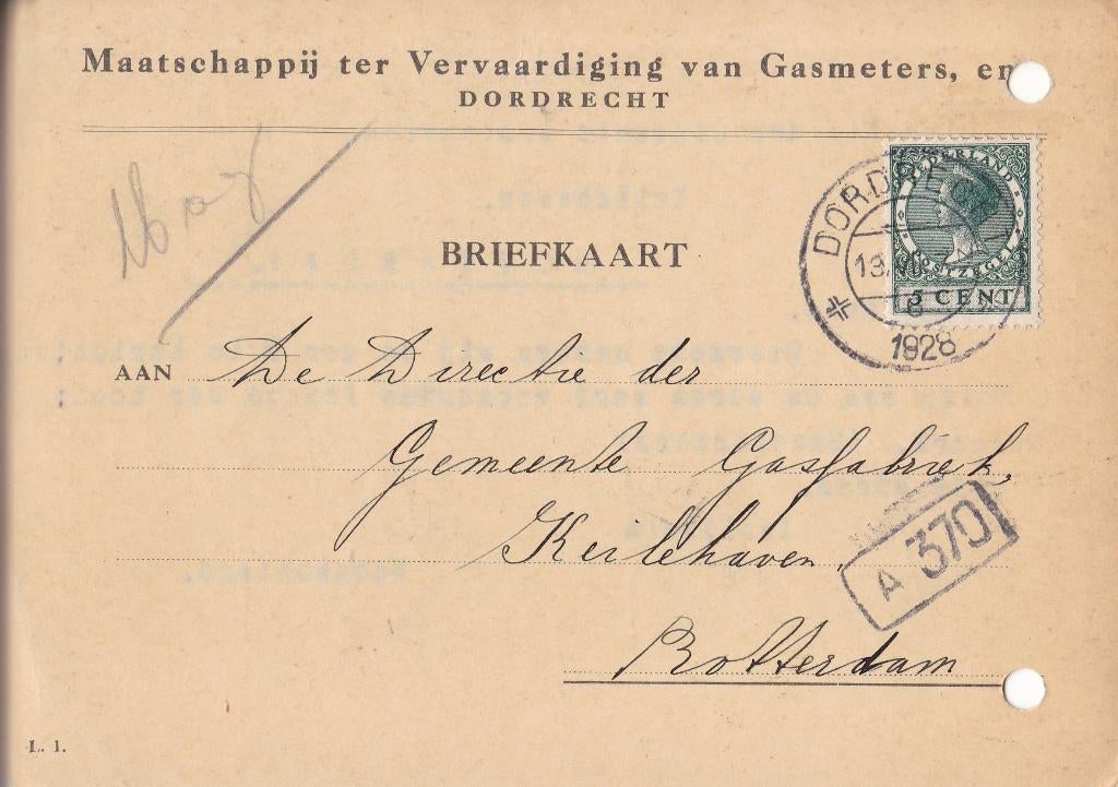 Briefkaart – Dordrecht – Rotterdam – 1928, Verzenden, Briefkaart