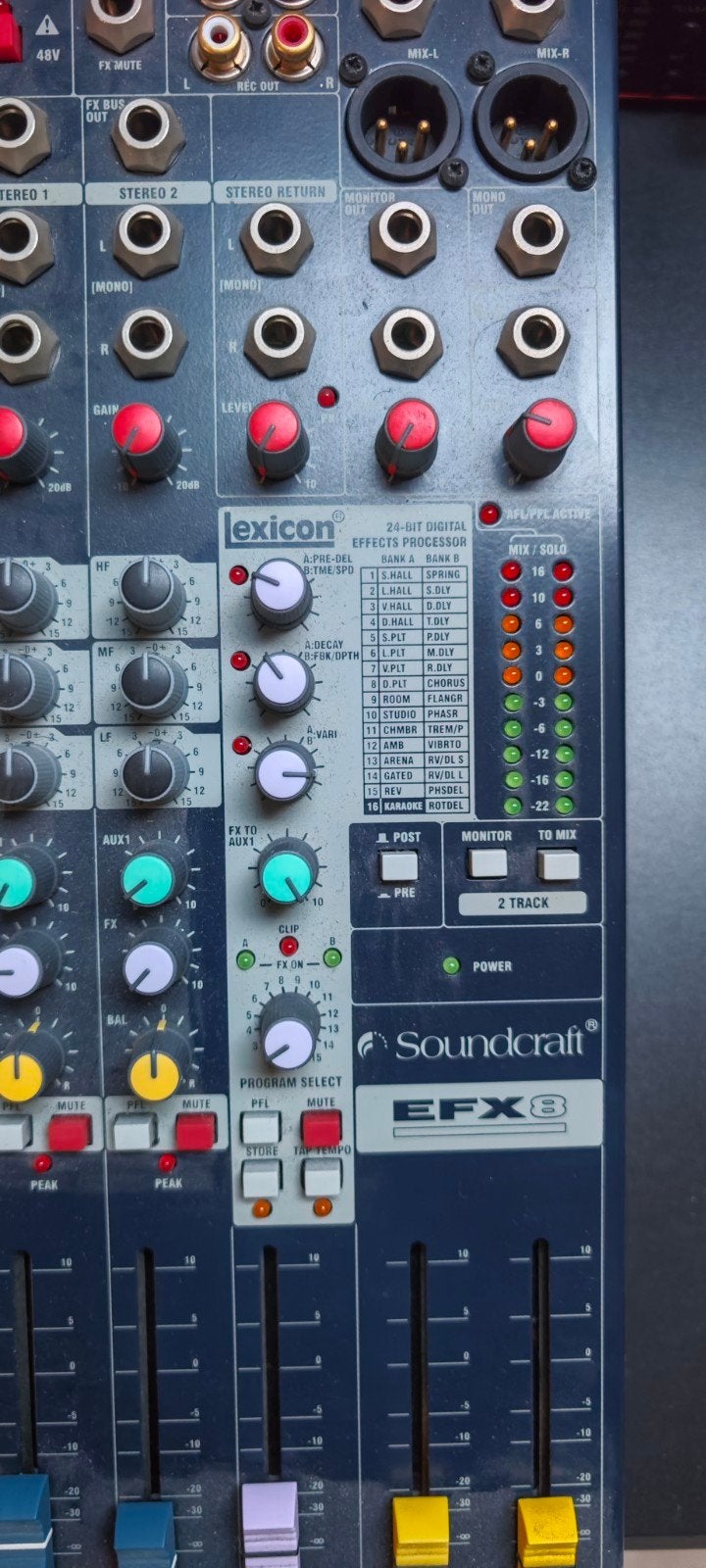 Soundcraft EFX8 mengpaneel met kabels en handleiding, Ophalen, Gebruikt, 5 tot 10 kanalen, Microfooningang