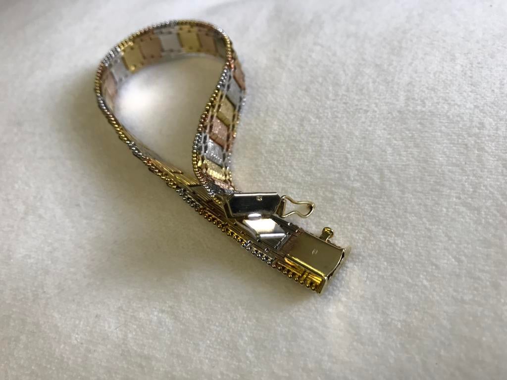 Práchtige dames armband zilver verguld.Trícoloré.Ongedragen, Ophalen of Verzenden, Zo goed als nieuw, Zilver, Zilver