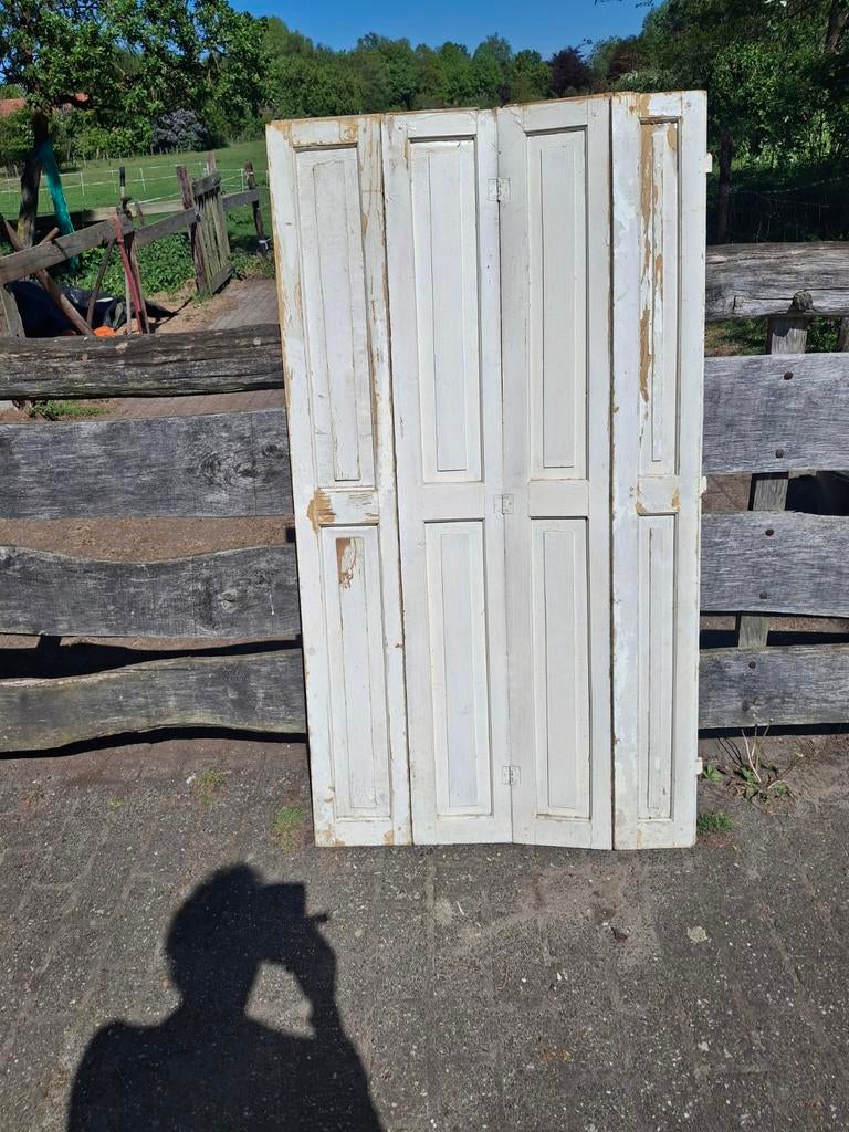 Set van 4 geleefde brocante luiken - 156x86 cm, Antiek en Kunst, Curiosa en Brocante, Ophalen of Verzenden