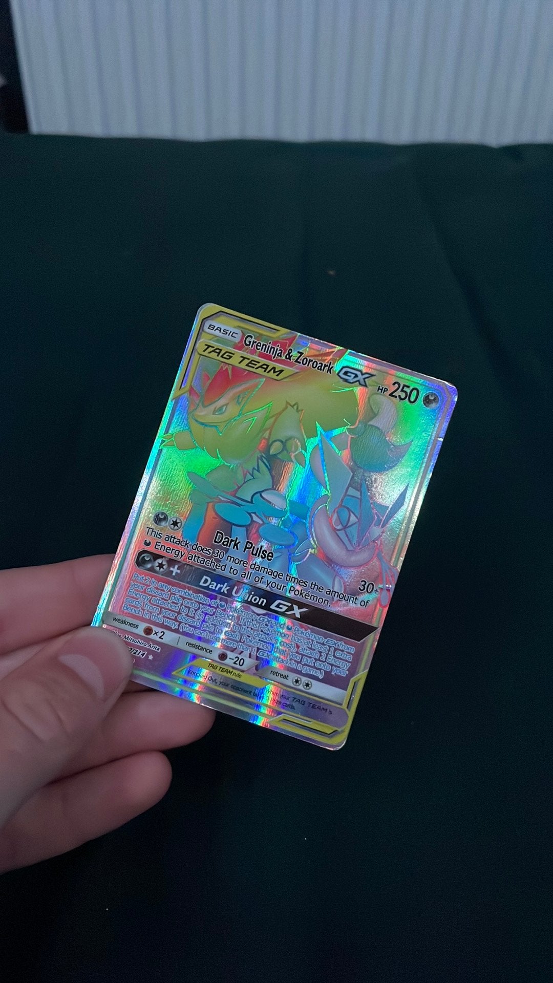 Greninja & Zoroark (Secret) GX Holofoil RAW., Verzenden, Gebruikt, Losse kaart, Foil