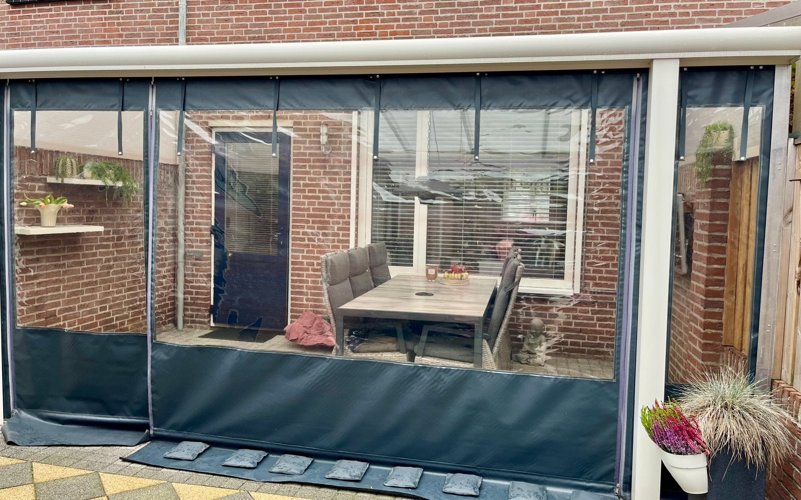 Witte overkapping veranda 5x3 meter, Tuin en Terras, Ophalen, Gebruikt, Veranda