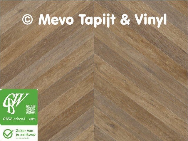 Vinyl parket met hongaarse punt, Lengte 4.20 x 4 mtr, Huis en Inrichting, Stoffering | Vloerbedekking, Ophalen, Bruin, MeVo tapijt en vinyl