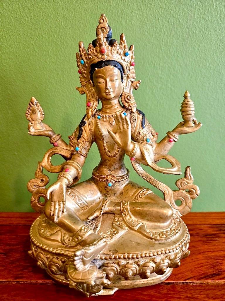 LAKSHMI/TARA BEELD NEPAL BRONS 17 CM, Ophalen of Verzenden, Zo goed als nieuw
