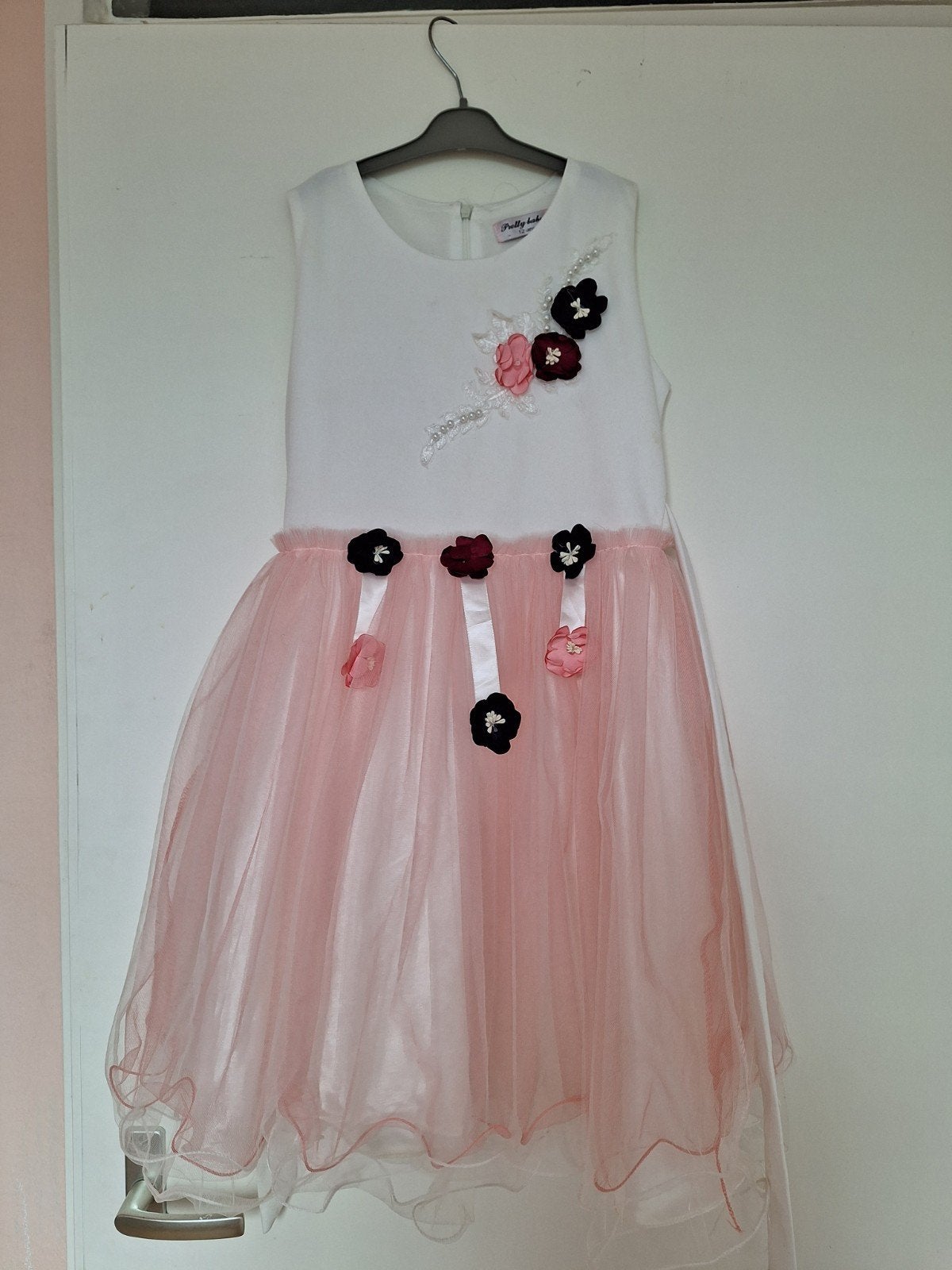 Mooie feestjurk voor meisjes - Roze en wit met bloemen, Ophalen of Verzenden, Zo goed als nieuw, Pretty Little, Meisje