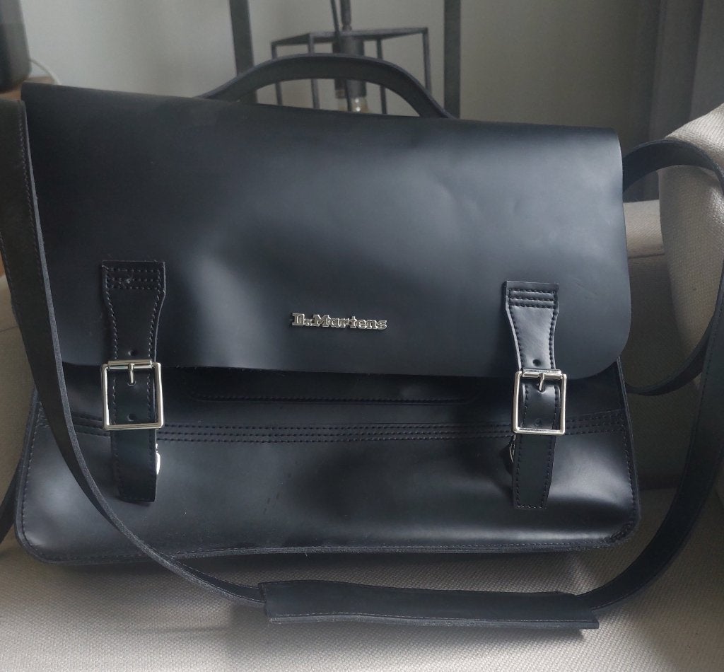 Lederen schooltas Dr.Martens NIEUW, Ophalen, Zwart, Aktetas of Boekentas, Nieuw