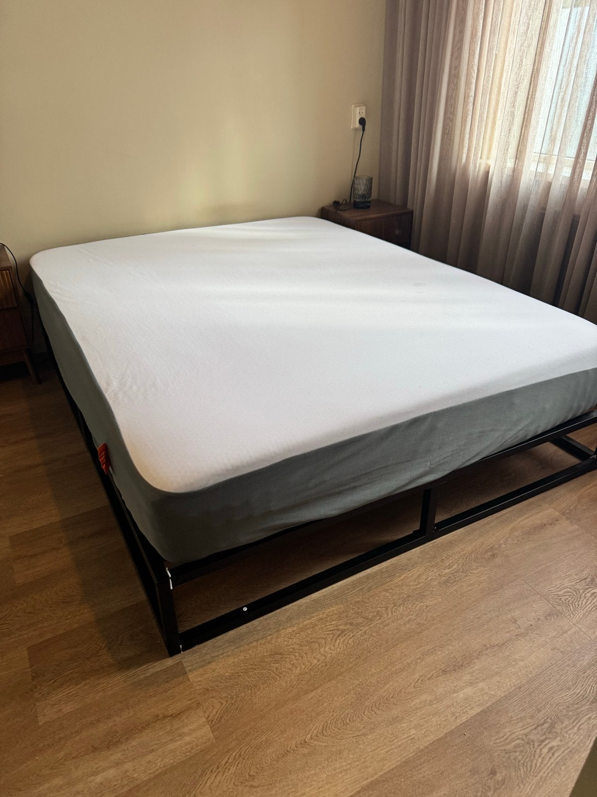 Emma bedframe met hybride matras 160x200, Ophalen, Tweepersoons, Zo goed als nieuw, 200 cm